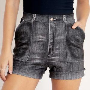 Blackmilk Clothing Not Actually Denim Black Cuffed Shorts M